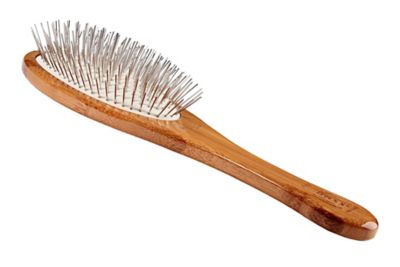 Bass Style & Detangle 100% Premium Alloy Pin Pet Grooming Brush with Pure Bamboo Handle, Medium Paddle, Oak Wood Finish
