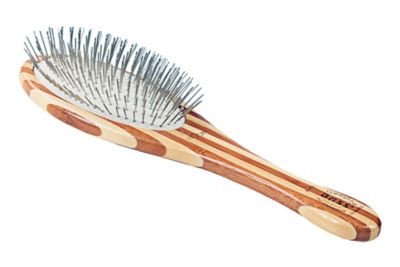 Bass Style & Detangle 100% Premium Alloy Pin Pet Grooming Brush with Pure Bamboo Handle, Medium Paddle