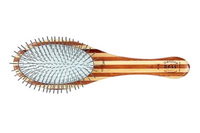 Image showing  Style & Detangle 100% Premium Alloy Pin Pet Grooming Brush with Pure Bamboo Handle, Medium Paddle