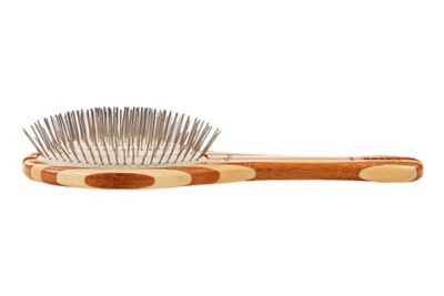 Image showing  Style & Detangle 100% Premium Alloy Pin Pet Grooming Brush with Pure Bamboo Handle, Medium Paddle