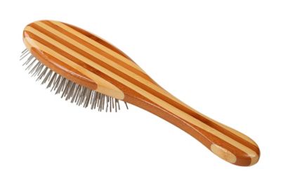 Image showing  Style & Detangle 100% Premium Alloy Pin Pet Grooming Brush with Pure Bamboo Handle, Medium Paddle