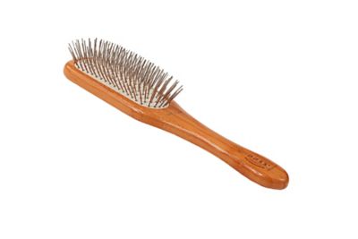 Bass Style & Detangle Pet Brush, 100% Premium Alloy Pin, Pure Bamboo Handle, Medium, Paddle Oak Wood Finish, A11 - DB