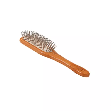 Low Style Detangling Pet Brush 100% Premium Alloy Pin Pure Bamboo Handle Medium Oak Wood Finish A11 - DB Pet Brushes & Combs