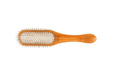 Image showing  Style & Detangle Pet Brush, 100% Premium Alloy Pin, Pure Bamboo Handle, Medium, Paddle Oak Wood Finish, A11 - DB
