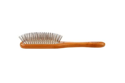 Image showing  Style & Detangle Pet Brush, 100% Premium Alloy Pin, Pure Bamboo Handle, Medium, Paddle Oak Wood Finish, A11 - DB