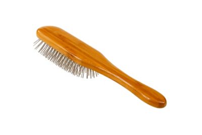 Image showing  Style & Detangle Pet Brush, 100% Premium Alloy Pin, Pure Bamboo Handle, Medium, Paddle Oak Wood Finish, A11 - DB