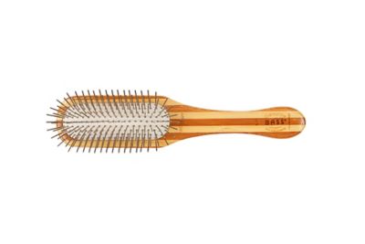 Image showing  Style & Detangle Pet Brush, 100% Premium Alloy Pin, Pure Bamboo Handle, Medium, Paddle Striped Finish, A11 - SB