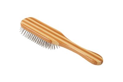 Image showing  Style & Detangle Pet Brush, 100% Premium Alloy Pin, Pure Bamboo Handle, Medium, Paddle Striped Finish, A11 - SB