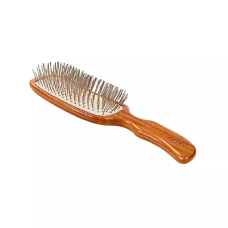 Bass Style & Detangle 100% Premium Alloy Pet Grooming Brush with Pure Bamboo Handle Semi-S Style Oak Wood Finish Pet Brushes & Combs