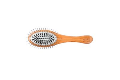 Image showing  The Hybrid Groomer Shine & Condition Pet Brush, Natural Bristle, Alloy Pin, Bamboo Handle, Small, Oval, Oak Finish