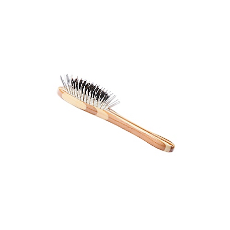 Bass The Hybrid Groomer Shine & Condition Pet Brush, Natural Bristle, Alloy Pin Pure Bamboo Handle, Striped Finish, A13 - SB