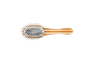 Image showing  The Hybrid Groomer Shine & Condition Pet Brush, Natural Bristle, Alloy Pin Pure Bamboo Handle, Striped Finish, A13 - SB