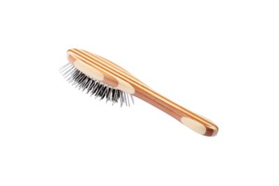 Image showing  The Hybrid Groomer Shine & Condition Pet Brush, Natural Bristle, Alloy Pin Pure Bamboo Handle, Striped Finish, A13 - SB