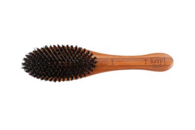 Image showing  Shine & Condition Pet Brush, 100% Premium Natural Bristle, Pure Bamboo Handle, Full Oval, Oak Wood Finish, A14 - DB