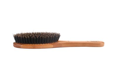 Image showing  Shine & Condition Pet Brush, 100% Premium Natural Bristle, Pure Bamboo Handle, Full Oval, Oak Wood Finish, A14 - DB