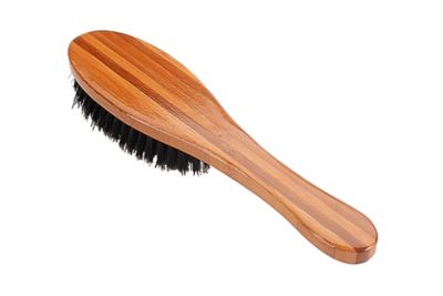 Image showing  Shine & Condition Pet Brush, 100% Premium Natural Bristle, Pure Bamboo Handle, Full Oval, Oak Wood Finish, A14 - DB