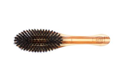 Image showing  Shine & Condition Pet Brush, 100% Premium Natural Bristle, Pure Bamboo Handle, Full Oval, Striped Finish, A14 - SB