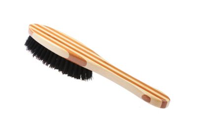 Image showing  Shine & Condition Pet Brush, 100% Premium Natural Bristle, Pure Bamboo Handle, Full Oval, Striped Finish, A14 - SB