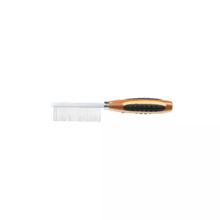 Low Style Pet Comb and Detangler 100% Premium Alloy Pin Wide Teeth Pure Bamboo Handle Striped Finish A17 - SB Pet Brushes & Combs