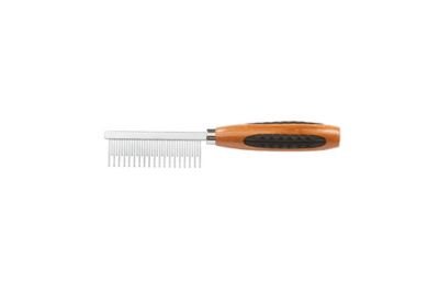 Bass Style & Detangle Pet Comb, 100% Premium Alloy Pin, Staggered Tooth, Pure Bamboo Handle, Oak Wood Finish, A18 - DB