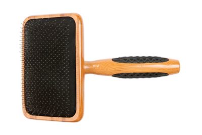 Image showing  De-matting Pet Brush, 100% Premium Alloy Pin, SOFT Pure Bamboo Handle, Large, Slicker Style, Oak Wood Finish, A19 - DB