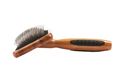 Image showing  De-matting Pet Brush, 100% Premium Alloy Pin, SOFT Pure Bamboo Handle, Large, Slicker Style, Oak Wood Finish, A19 - DB