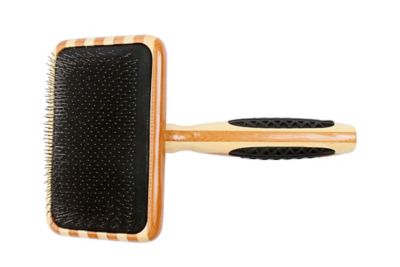 Image showing  De-matting Pet Brush, 100% Premium Alloy Pin, SOFT Pure Bamboo Handle, Large, Slicker Style, Striped Finish, A19 - SB