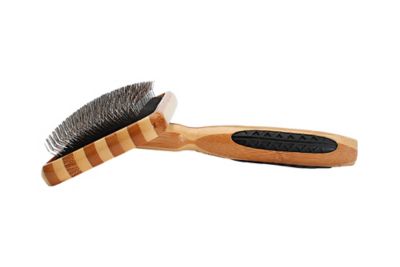Image showing  De-matting Pet Brush, 100% Premium Alloy Pin, SOFT Pure Bamboo Handle, Large, Slicker Style, Striped Finish, A19 - SB