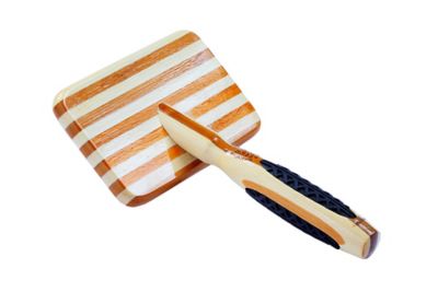 Image showing  De-matting Pet Brush, 100% Premium Alloy Pin, SOFT Pure Bamboo Handle, Large, Slicker Style, Striped Finish, A19 - SB