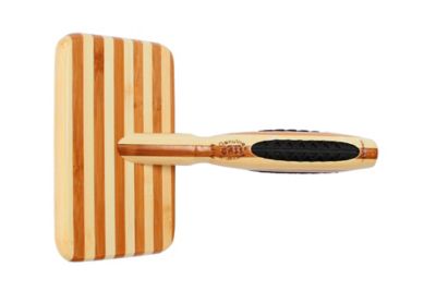Image showing  De-matting Pet Brush, 100% Premium Alloy Pin, SOFT Pure Bamboo Handle, Large, Slicker Style, Striped Finish, A19 - SB