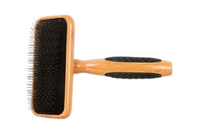Image showing  De-matting Pet Brush, 100% Premium Alloy Pin, FIRM Pure Bamboo Handle, Medium, Slicker Style, Oak Wood Finish, A20 - DB