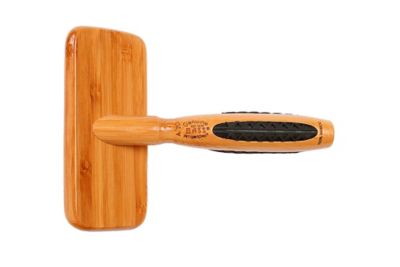 Image showing  De-matting Pet Brush, 100% Premium Alloy Pin, FIRM Pure Bamboo Handle, Medium, Slicker Style, Oak Wood Finish, A20 - DB