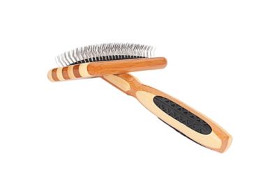 Bass De-matting Pet Brush, 100% Premium Alloy Pin, FIRM Pure Bamboo Handle, Medium, Slicker Style Striped Finish, A20 - SB