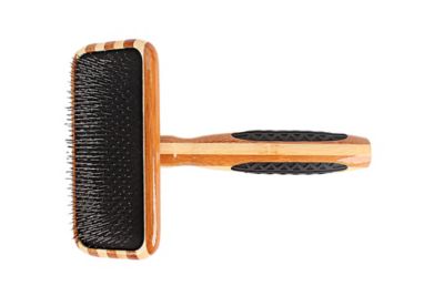 Image showing  De-matting Pet Brush, 100% Premium Alloy Pin, FIRM Pure Bamboo Handle, Medium, Slicker Style Striped Finish, A20 - SB