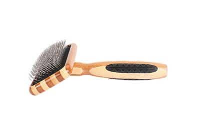 Image showing  De-matting Pet Brush, 100% Premium Alloy Pin, FIRM Pure Bamboo Handle, Medium, Slicker Style Striped Finish, A20 - SB