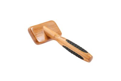 Image showing  De-matting Pet Brush, 100% Premium Alloy Pin, SOFT Pure Bamboo Handle, Small, Slicker Style, Oak Wood Finish