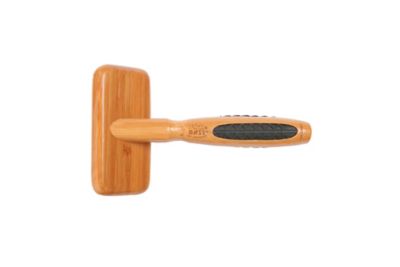 Image showing  De-matting Pet Brush, 100% Premium Alloy Pin, SOFT Pure Bamboo Handle, Small, Slicker Style, Oak Wood Finish