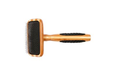 Image showing  De-matting Pet Brush, 100% Premium Alloy Pin, SOFT Pure Bamboo Handle, Small, Slicker Style, Striped Finish, A21 - SB
