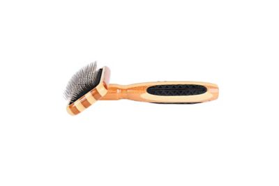 Image showing  De-matting Pet Brush, 100% Premium Alloy Pin, SOFT Pure Bamboo Handle, Small, Slicker Style, Striped Finish, A21 - SB