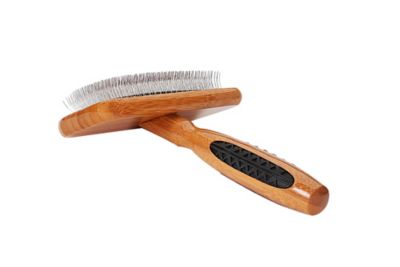 Bass De-matting Pet Brush, 100% Premium Alloy Pin, SOFT Pure Bamboo Handle, Medium, Slicker Style, Oak Wood Finish, A23 - DB