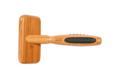 Image showing  De-matting Pet Brush, 100% Premium Alloy Pin, SOFT Pure Bamboo Handle, Medium, Slicker Style, Oak Wood Finish, A23 - DB