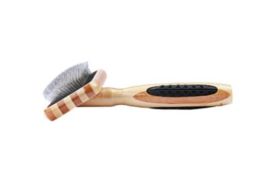 Image showing  De-matting Pet Brush, 100% Premium Alloy Pin, SOFT Pure Bamboo Handle, Medium, Slicker Style, Striped Finish, A23 - SB