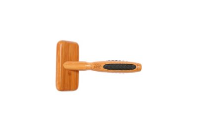 Image showing  De-matting Pet Brush, 100% Premium Alloy Pin, SOFT Pure Bamboo Handle, Extra Small, Slicker Style, Oak Wood Finish