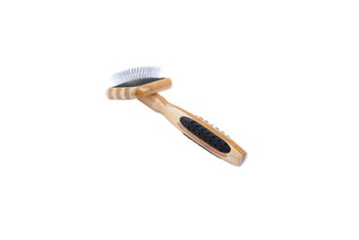 Bass Style & Detangle Pet Comb, 100% Premium Alloy Pin, Staggered Tooth, Pure Bamboo Handle, Striped, A27 - SB
