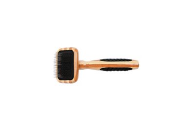 Image showing  Style & Detangle Pet Comb, 100% Premium Alloy Pin, Staggered Tooth, Pure Bamboo Handle, Striped, A27 - SB