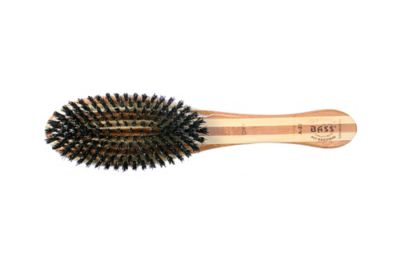 Image showing  Dual-Sided Pet Brush, 100% Premium Natural Bristle, Alloy Pin, Pure Bamboo Handle, Striped Finish, A22 - SB