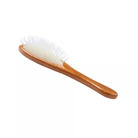 Bass Ultra-Flex Style & Detangle Pet Brush Ultra-Flexible Nylon Bristles Pure Bamboo Handle Full Oval Oak Wood Finish A24 - DB Pet Brushes & Combs