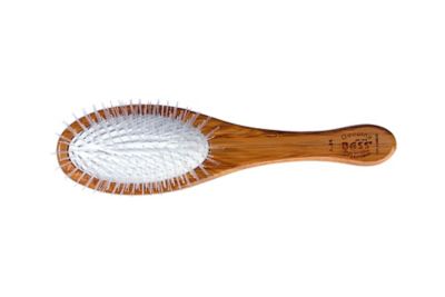 Image showing  Ultra-Flex Style & Detangle Pet Brush, Ultra-Flex Nylon Bristle, Pure Bamboo Handle, Full Oval, Oak Wood Finish, A24 - DB