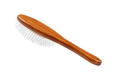 Image showing  Ultra-Flex Style & Detangle Pet Brush, Ultra-Flex Nylon Bristle, Pure Bamboo Handle, Full Oval, Oak Wood Finish, A24 - DB