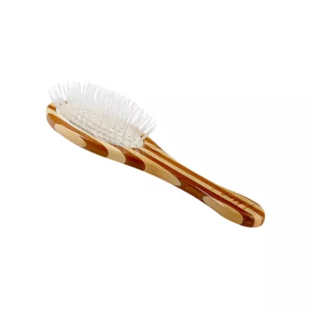 Bass Ultra-Flex Style & Detangle Pet Brush Ultra-Flexible Nylon Bristles Pure Bamboo Handle Full Oval Striped Finish A24 - SB Pet Brushes & Combs